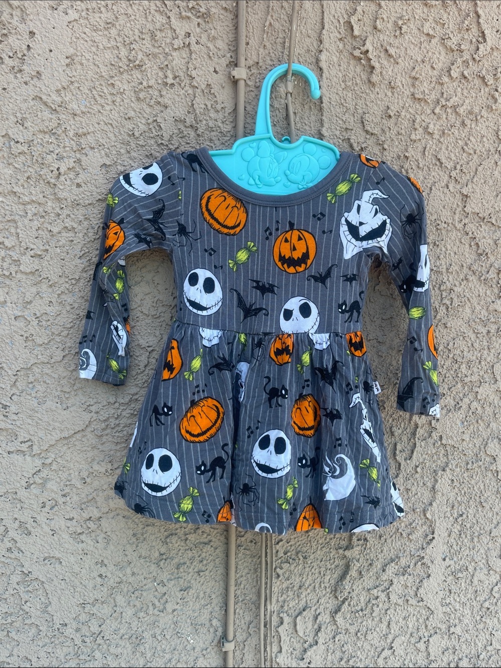 Nightmare before Christmas Halloween Pumpkin & Jack Gray Baby Dress